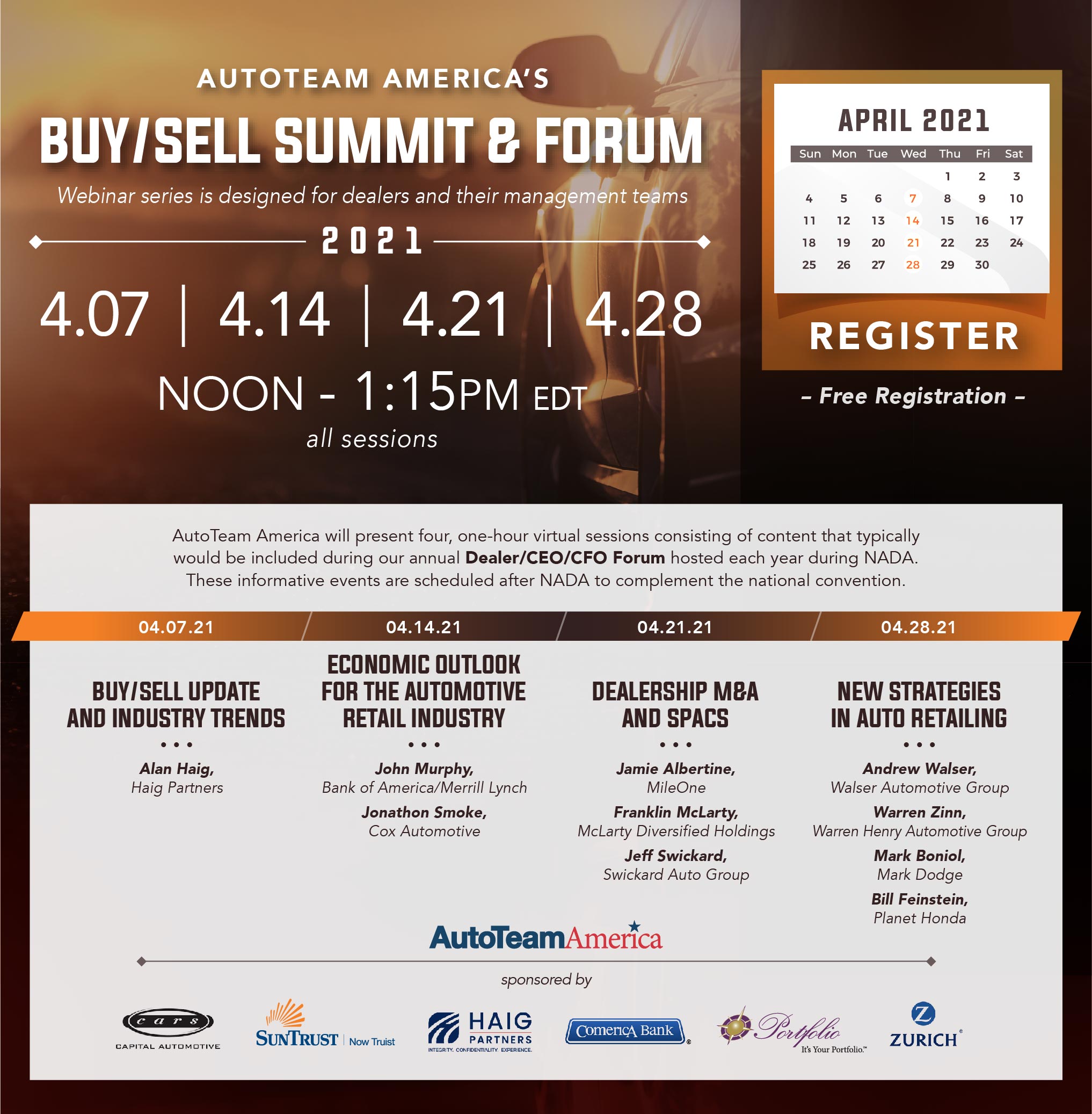 Auto Team America Buy Sell Summit and Forum Information